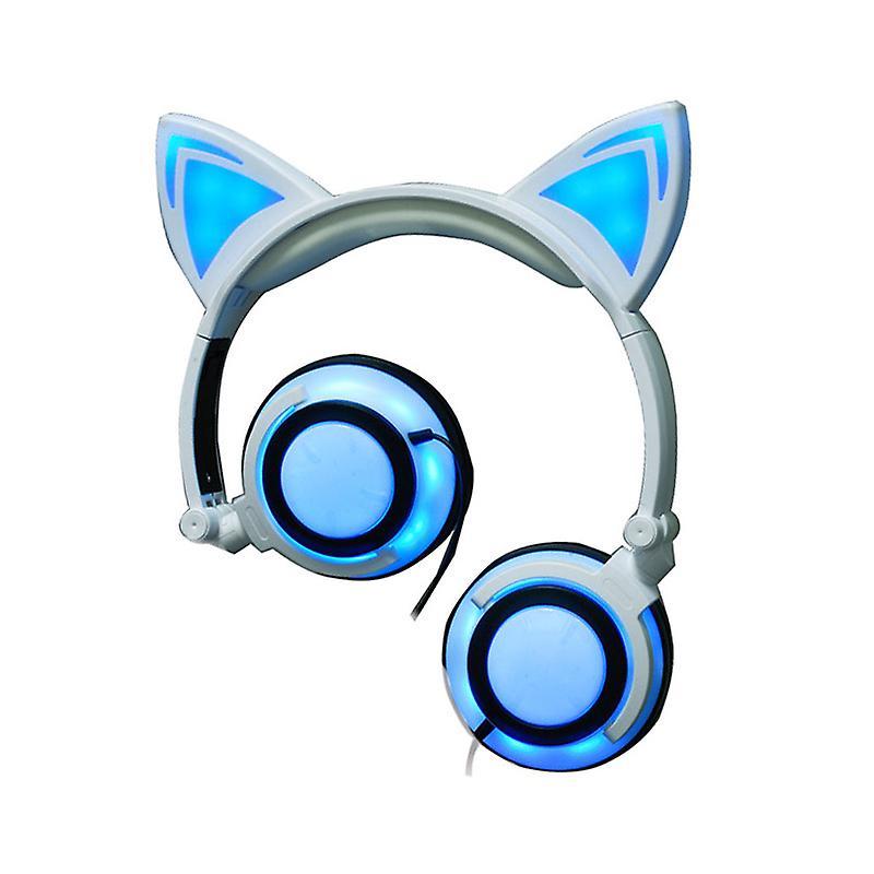 Foldable Headset Flashing Glowing Cat Ear Earphone With LED Light Game Headphones For PC Laptop Computer Mobile Phone