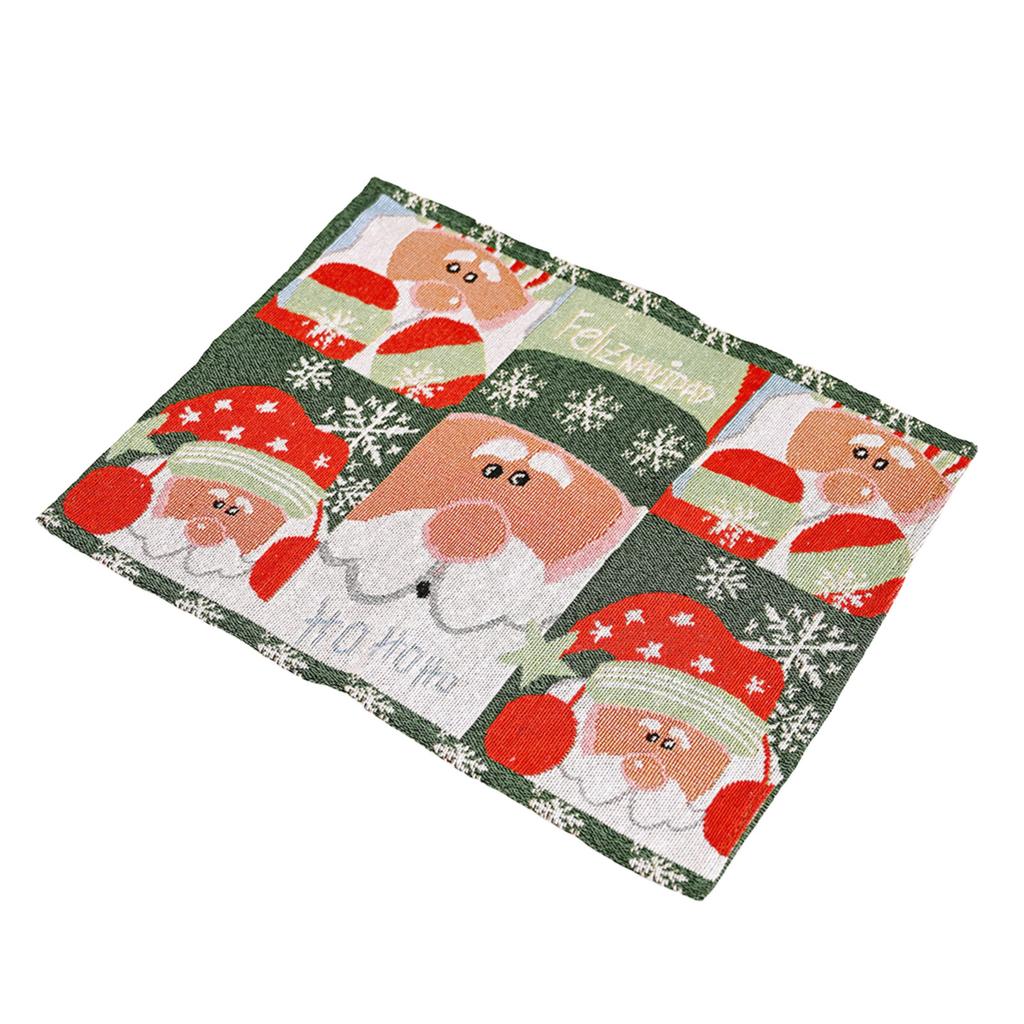 Christmas Tablecloth Cartoon Claus Christmas Tree Dining Table Mat Knitted Fabric Insulation Mat Decoration