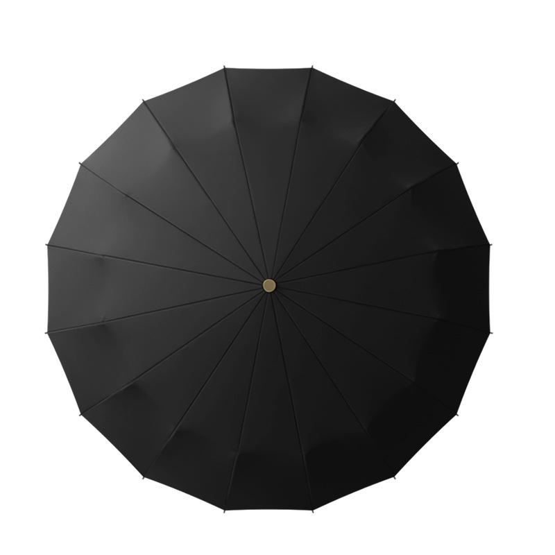 Bronze brushed 16-bone three-fold umbrella, automatic umbrella lettering anti-umbrella