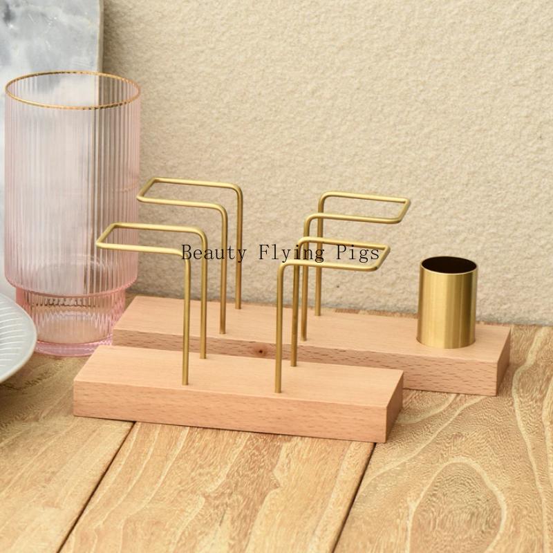 1pc Wood+metal Tissue Holder Tissue Holder Restaurant Desktop Decorations Hotel Tablecloth Rack Home Accessories Tissue Holder