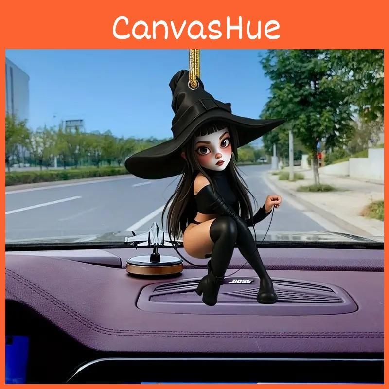 Decoration Witch Car Acrylic Halloween Pendant Cartoon Motif Vehicle Interior