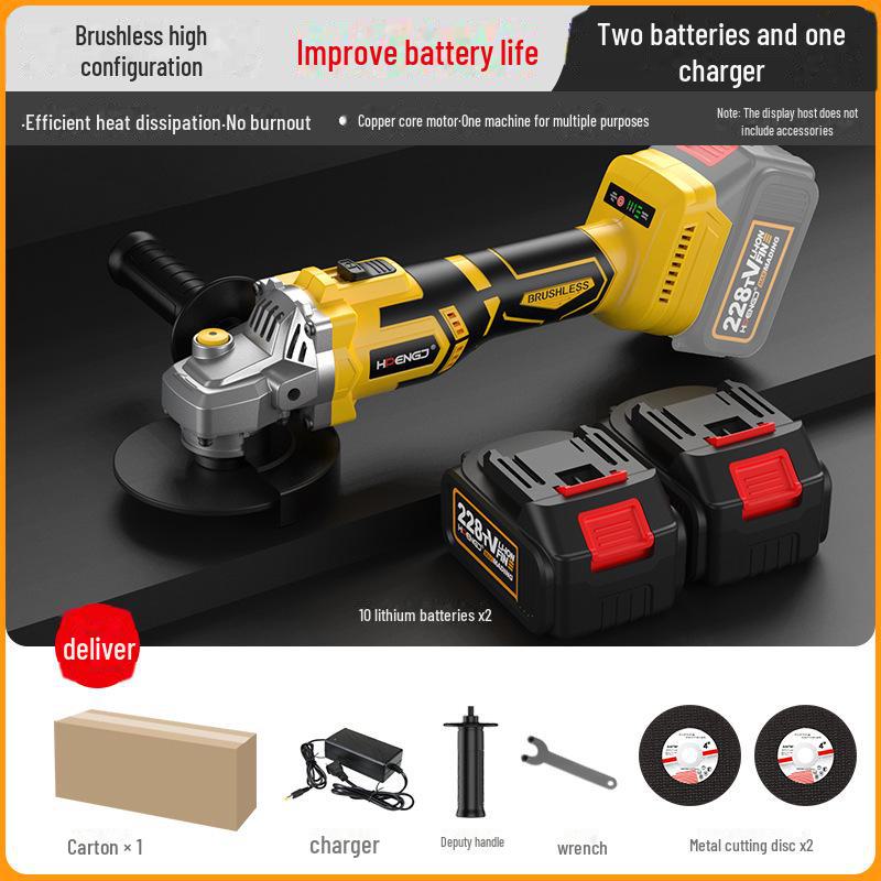Brushless Lithium-Ion Angle Grinder with HD Display, High Power, and Long-Lasting Large Battery Capacity