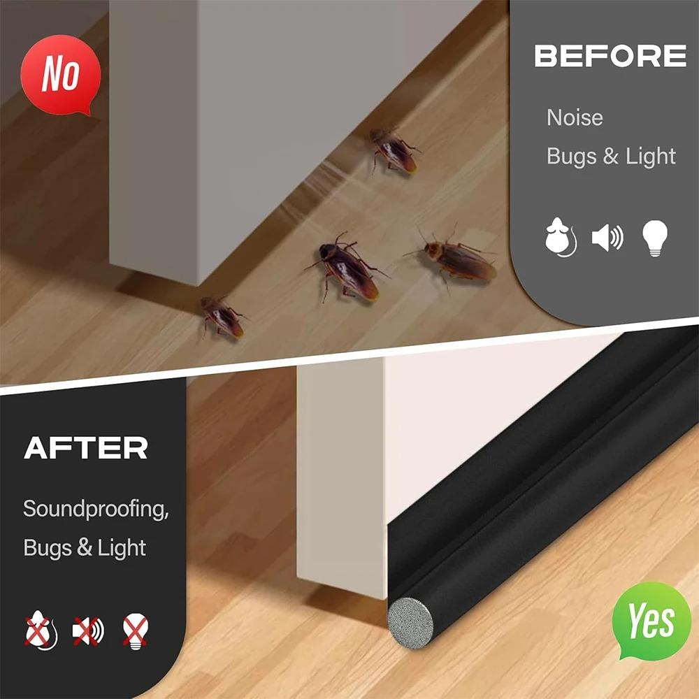 1Pc Door Bottom Seal Strip Cuttable Insulation Under Door Draft Blocker Windproof Anti-Cold Gap Weather Stripping Acoustic Foam