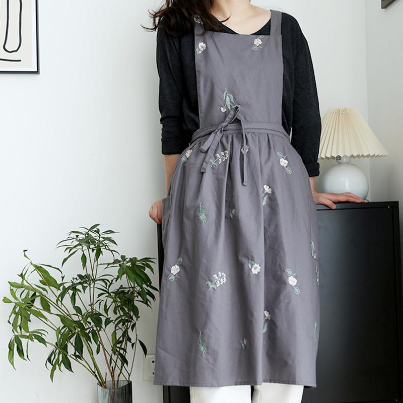 Скандинавский простой фартук флориста вышивка хлопок садоводство кофейня кухня водонепроницаемый фартук для готовки выпечки ресторанный фартук