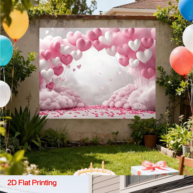 2D süßrosa Blütenblatt-Herz-Hintergrund, Fotografie-Hintergrund für Brautparty