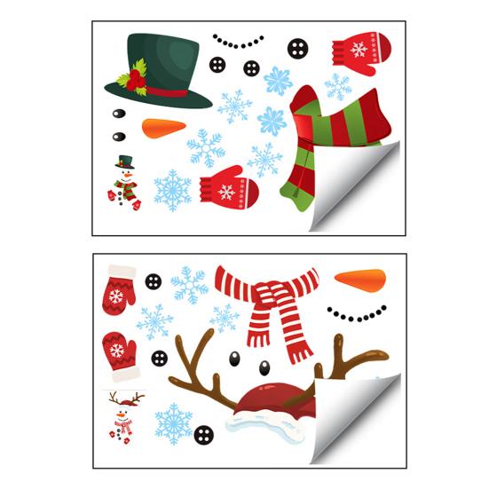 Seasonal Window Decorations 2Pcs Christmas Snowman Static Stickers, Simple Double Clings, Festive Clings PVC Waterproof Decals for Home Glass