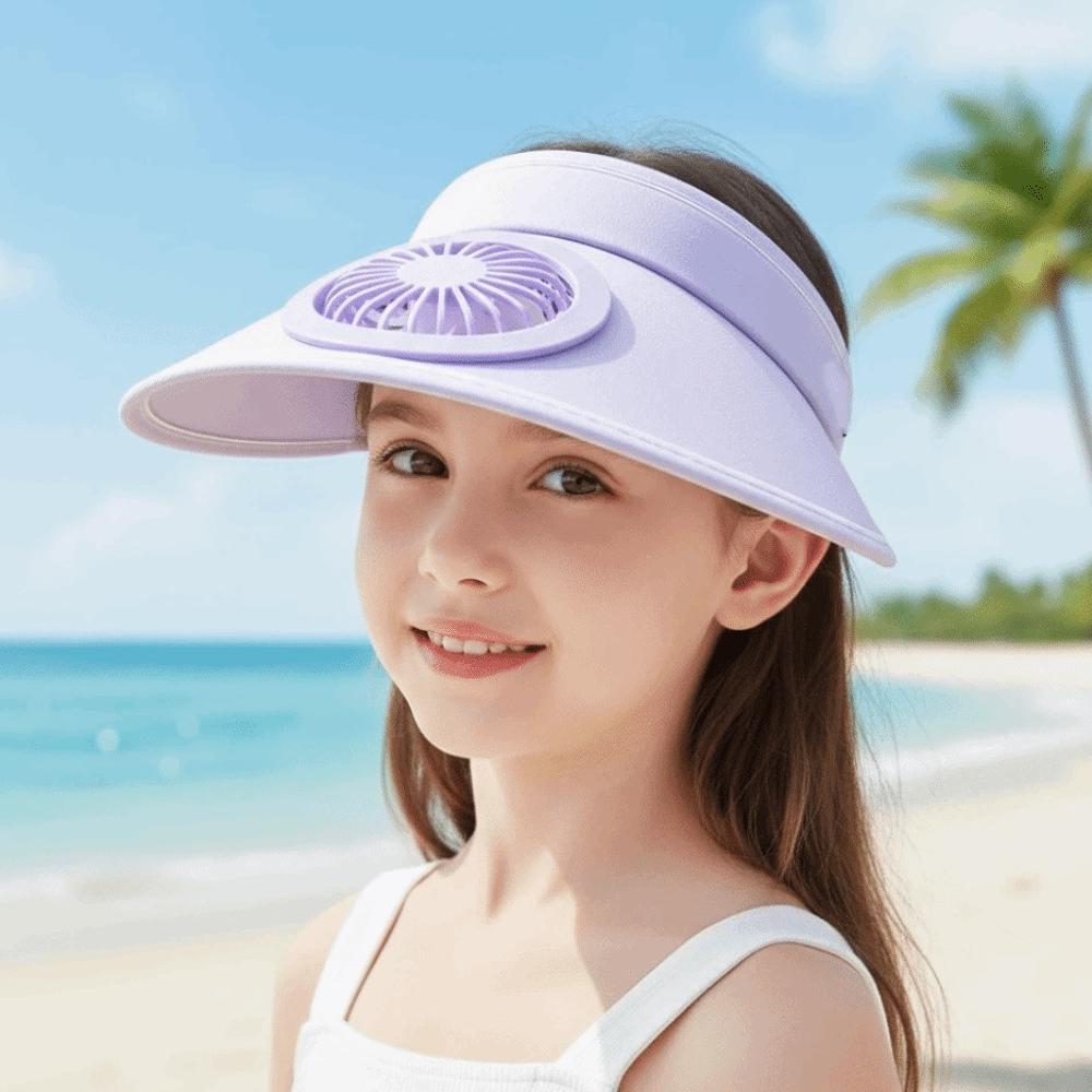 Portable Rechargeable Fan Hat Adjustable Breathable Empty Top Fan Hat Polyester Lightweight Children Visor Cap Summer