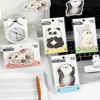 Sevimli Çizgi Film Hayvan Memo Blokları 30 Yaprak Yapışkan Notlar Sevimli Tavşan Panda Kedi Öğrenci Öğretmen Personel Kırtasiye