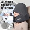 Adjustable U-Shaped Neck Pillow 1pc Hooded Synthetic Fiber Hand Washable Multiple Colors for Car Travel Outdoor Use 100% Filling Comfort Fit