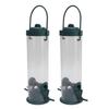 2 Set Bird Tube Feeder Plastic Transparent Hanging Finch Feeder Garden Decoration with 2 Vents 2 Ports