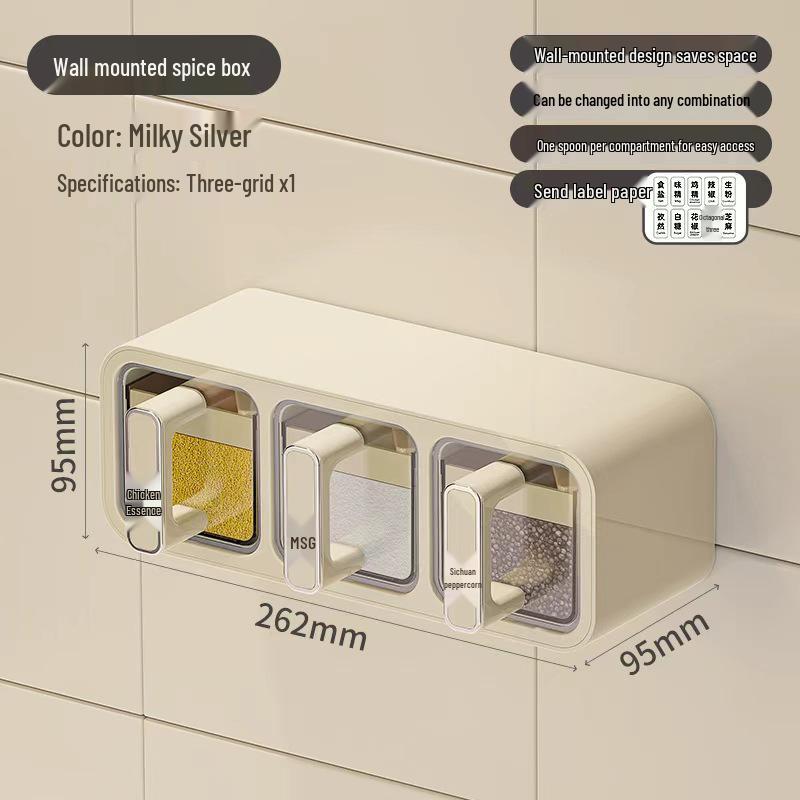 Wall-Mounted Moisture-Proof Kitchen Seasoning Storage Box and Rack