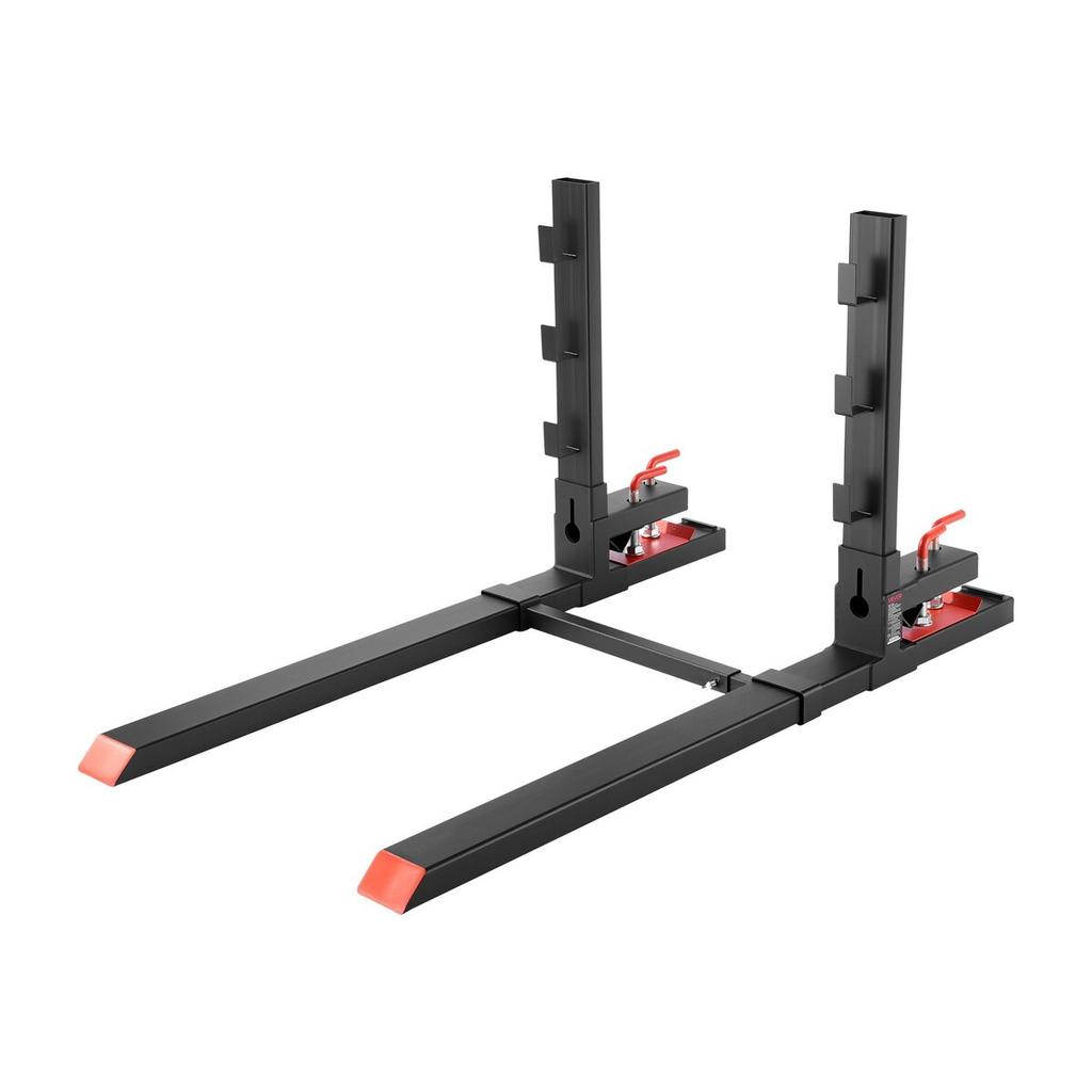 Pallet Forks, 1814 Kg Clamp On Pallet Forks, 149 Cm Total Length Heavy-Duty Tractor Fork with Anti-Tilt Bar & Adjustable Stabilizer Bar, Fit for