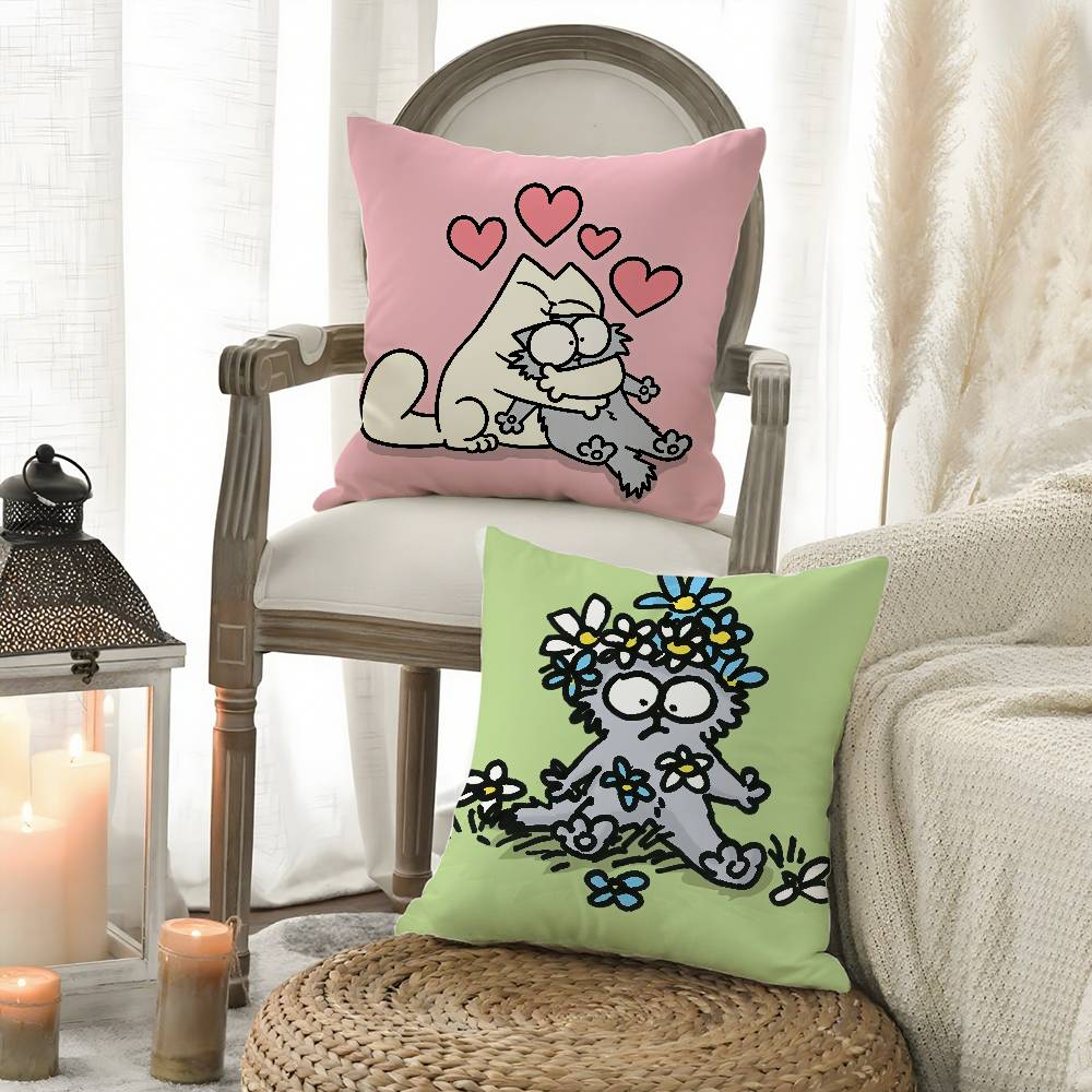 GORĄCY-Kreskówkowy S-Simons-Cat Poszewka na Poduszkę Pluszowa Tkanina Miękka Dwustronny Nadruk Sofa Ciepła Zima Dom Prezent Poszewka na Poduszkę
