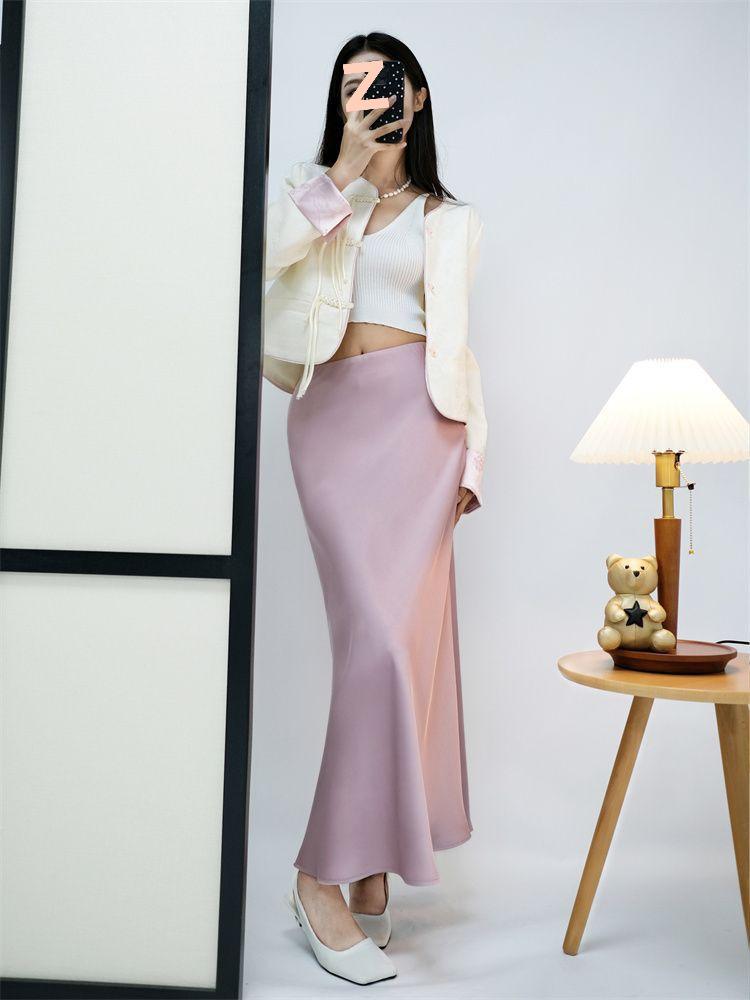 2026 Elegant High-Waisted Bodycon Pencil Skirt - Slimming, Hip-Hugging, Drape Design for Spring/Autumn