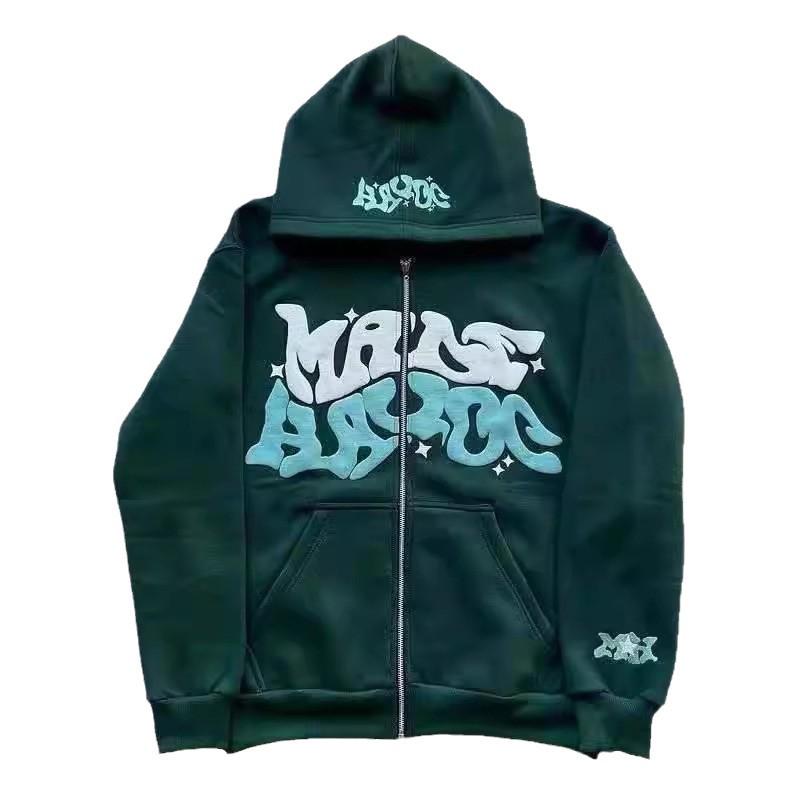2025 Y2K Gothic Punk Hip Hop Digital Print Zipper Hoodie
