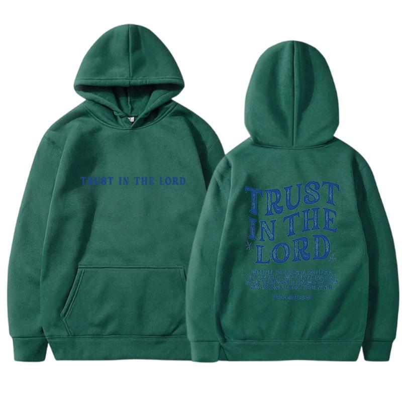 Large Size Casual Hooded Sweatshirt Solid Color Letter Printed Long Sleeve Plush Sweatshirt