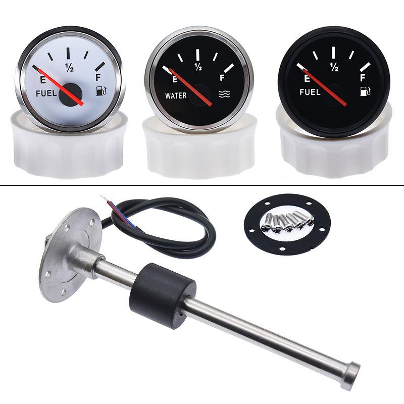 52MM Fuel Level Gauge 0-190 Ohm Oil Tank Level Indicator With Fuel Level Sensor 200MM 300MM 350MM For Boat Car RV Camper 9-12V