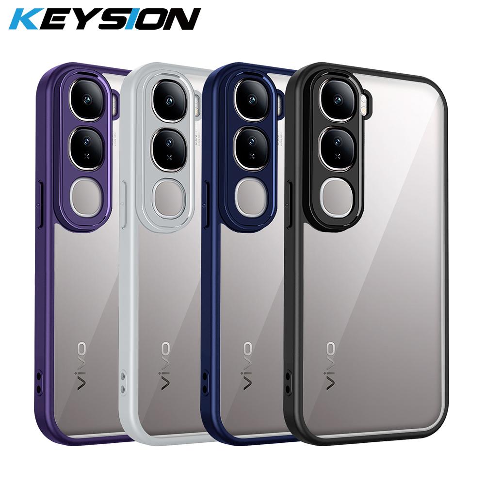 KEYSION Transparent Phone Case for VIVO V40 SE 80W V40 Lite Soft Silicone+PC Clear Shockproof Phone Back Cover for VIVO Y200 5G