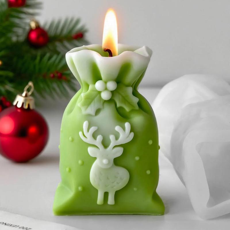 Christmas Gift Bag Candle Silicone Mold DIY Xmas Decor Handmade Aroma Wax Craft Holiday Atmospheric Decoration Items