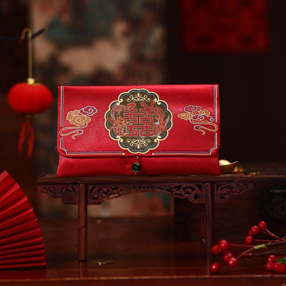 Embroidery Brocade Red Envelope Satin New Year Red Envelope Wedding Red Pockets  Engagement