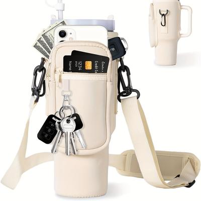 Ayarlanabilir Askılı 40oz Tumbler Yalıtım Taşıyıcı - Saplı ve Güvenli Tokalı Sağlam Renkli Su Şişesi Kılıfı