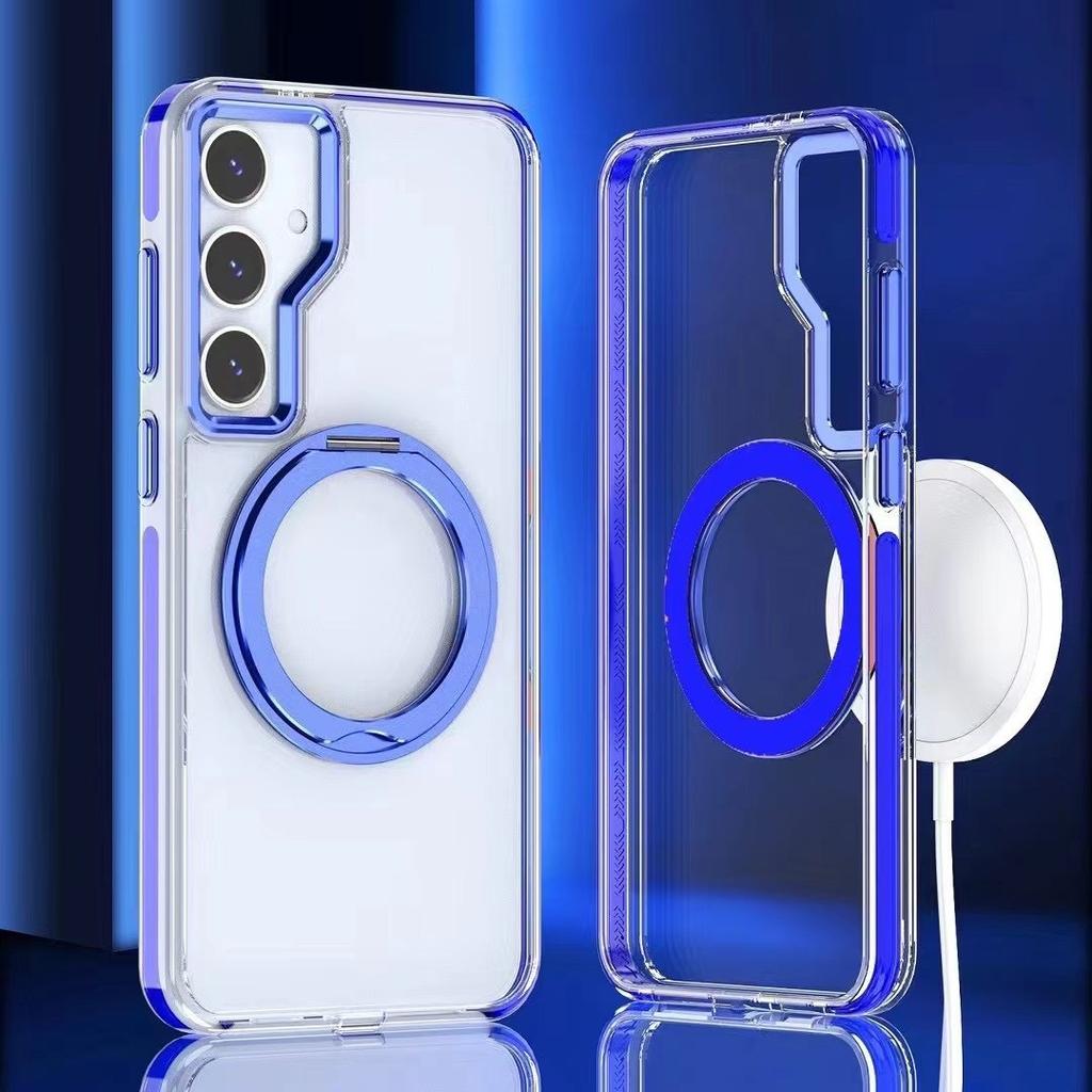 Suitable for Samsung S24 Ultra Two Color Qicai Mobile Phone Case S23plus360 Rotating Bracket S24 Magnetic Hard Case
