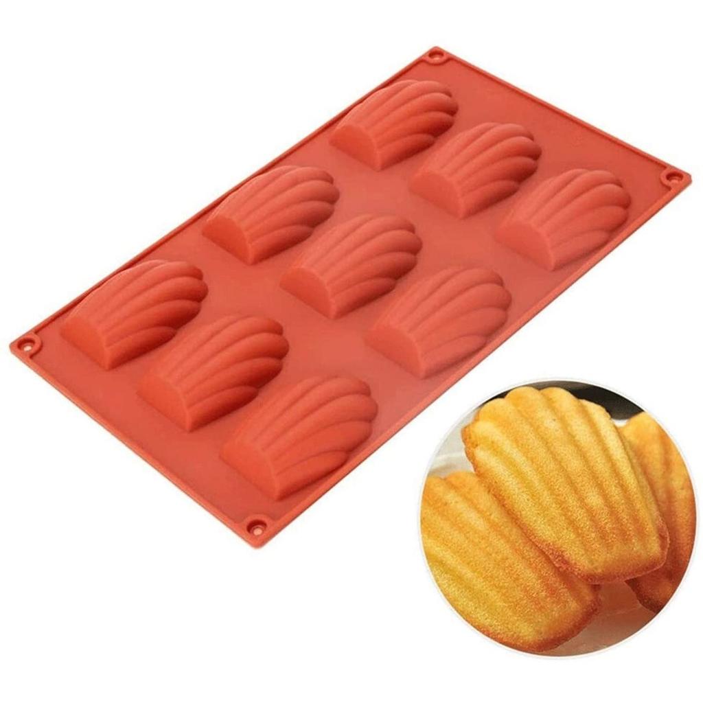 2 Pack Silicone Cake Mold, 9 Compartment Baking Pan, Red Non-Stick Pastry Molds