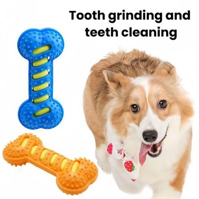 Osso Giocattolo per Cani Giocattolo Squeaky da Masticare Osso di Gomma Testurizzato Giocattolo Sicuro per la Pulizia dei Denti per Cuccioli in Dentizione e Cani di Taglia Grande Cura Orale