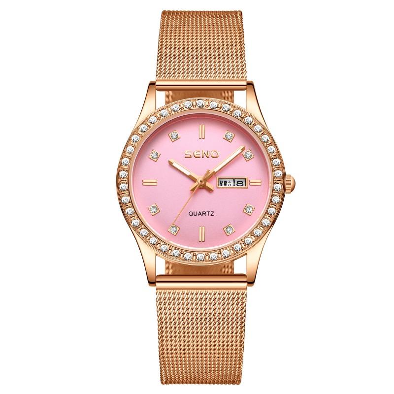 Alloy Women's Faux Leather Watch Double Calendar Student Quartz Watch