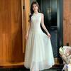 French Sweet Sleeveless Vest Dress Women's Summer Gentle Wind Lace Splicing Waist Mesh Fairy Long Skirt