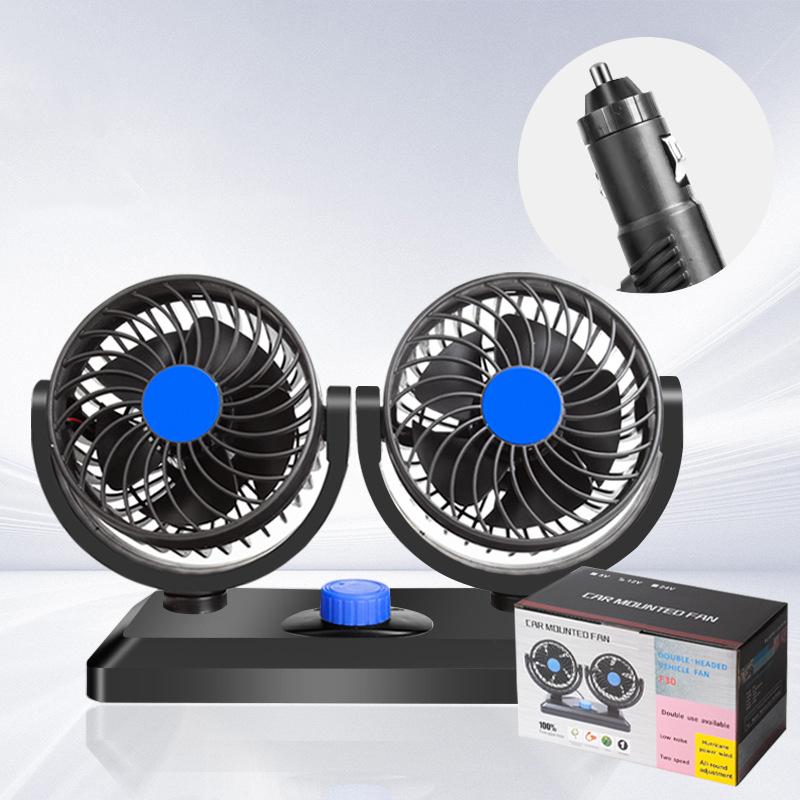Car Fan 360° Adjustable 2 Head Air Fan Automotive Electric Fan Usb/12V/24V Fan 2 Speeds Car Silent Fan For Home Desk Office&Car