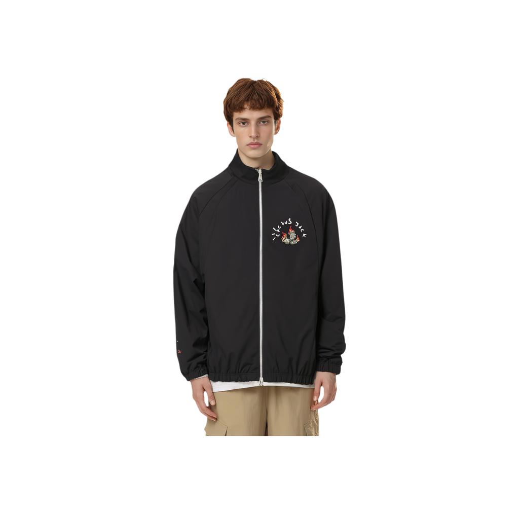 Jordan X Travis Scott Rhinestone Spraymalingstrykk Standkrage Glidelåsjakke Herrejakker Svart DO4096-010