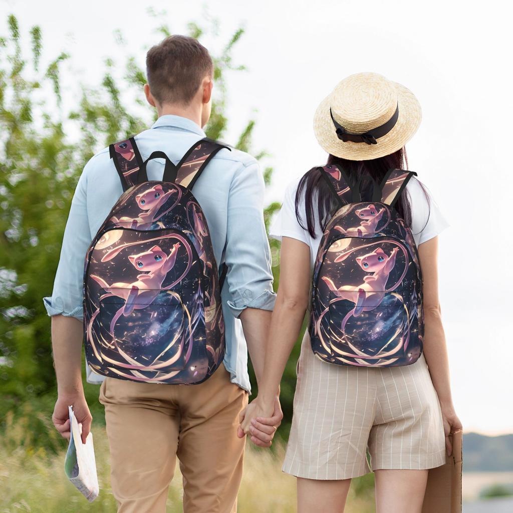 Fashion Pokemon Theme Backpack Mew Mochilas Light For Work Retro Washable Rucksack
