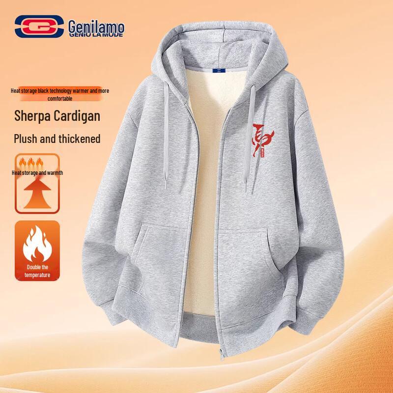 GENIOLAMODE Men's Sherpa Fleece Hooded Zip-Up Jacket