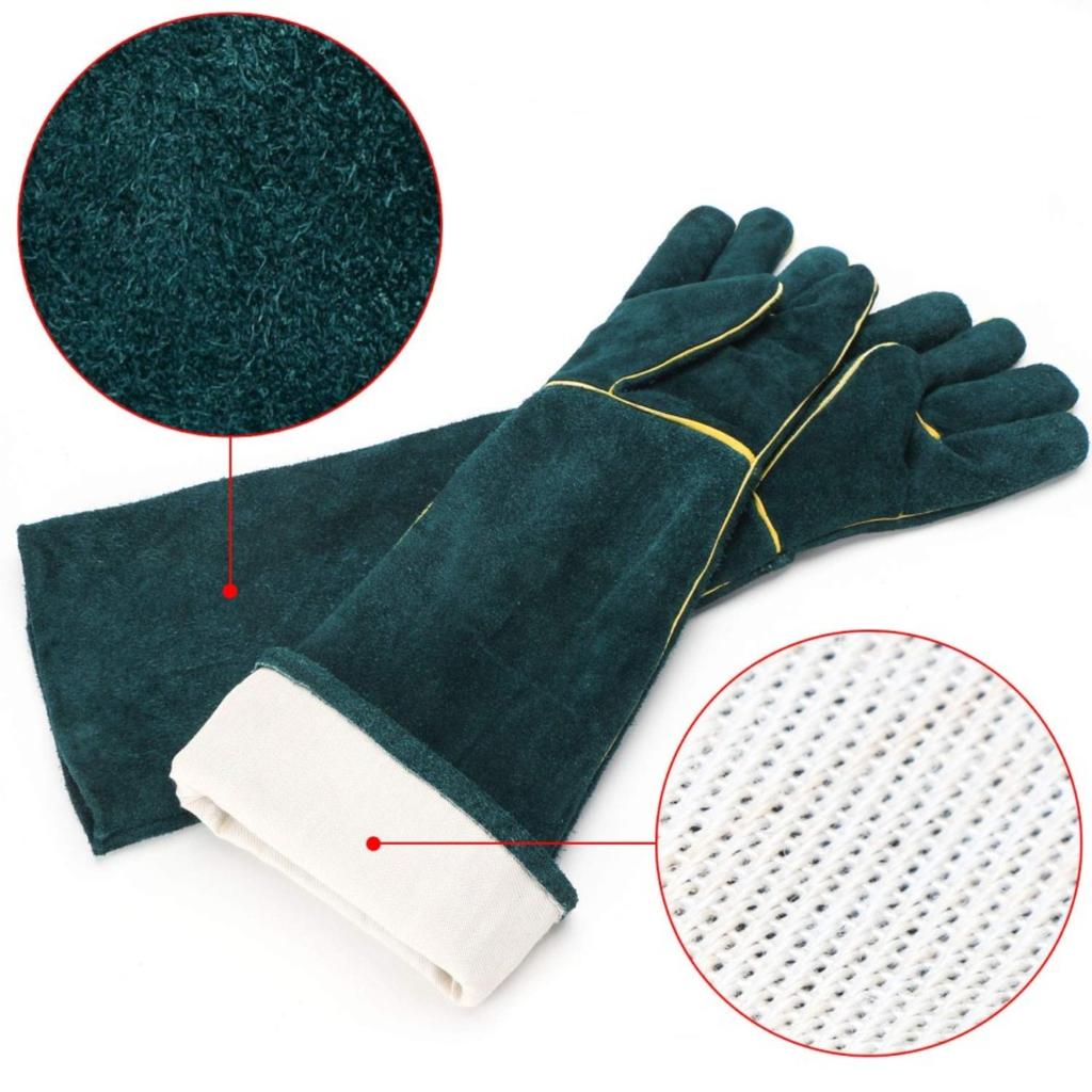 Pet Anti-Bite Safety Gloves Long Leather Catch Dog Bird Snake Lizard Reptiles Gloves For Pet Grip Biting Beekeeping Protective