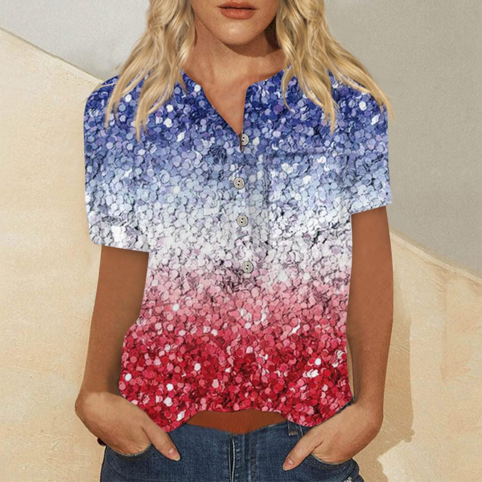 

Женская модная рубашка с коротким рукавом с принтом на пуговицах на груди и кармане XXXL