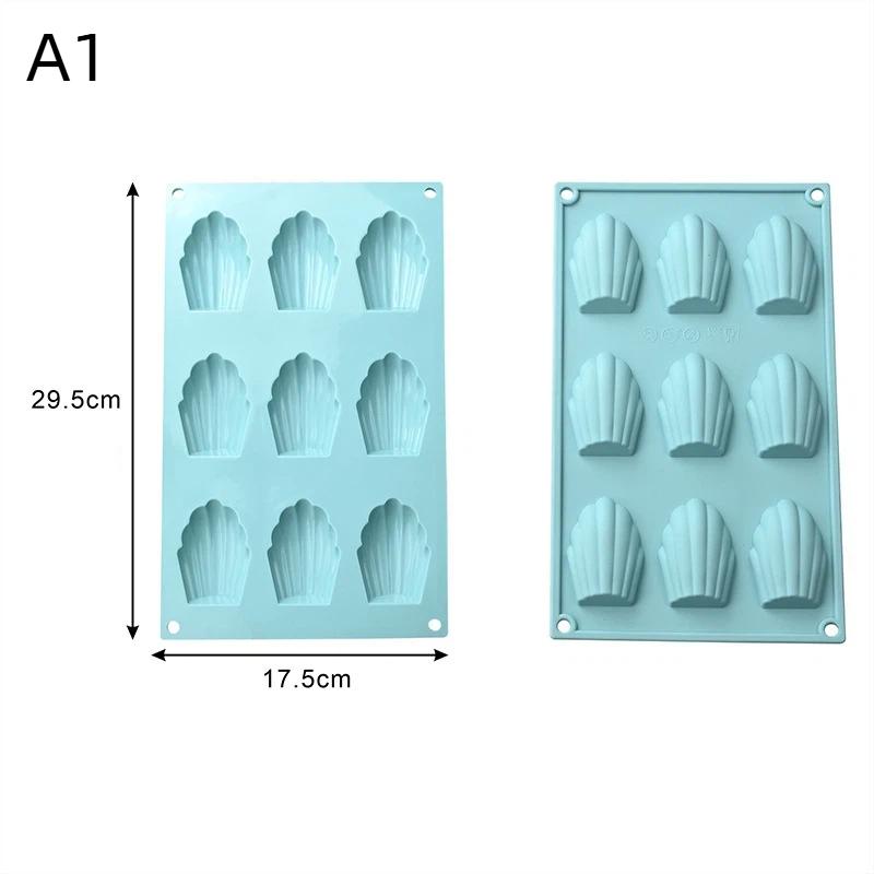 Heat Resistant Silicone Madeline Pan 9 Cavities Nonstick Food Grade Baking Mold for DIY Pastry Cookie