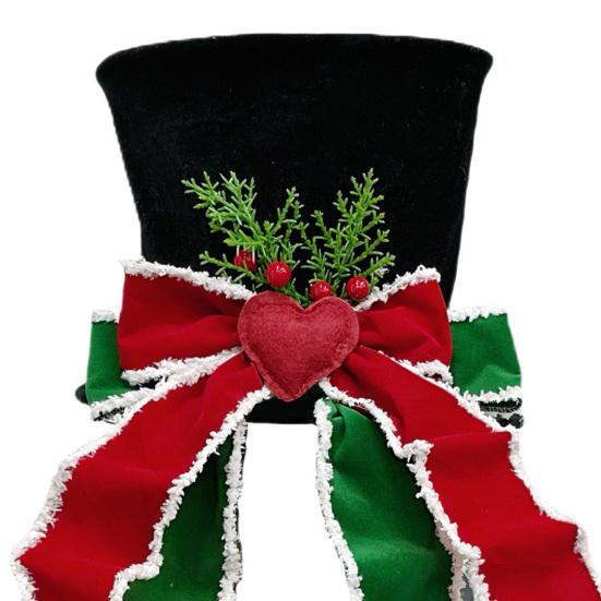 Christmas Tree Topper Whimsical Bow Hat Decoration Check Bows Xmas Ornament Winter Holidays Home Decor Fits Most Trees Festive Gift