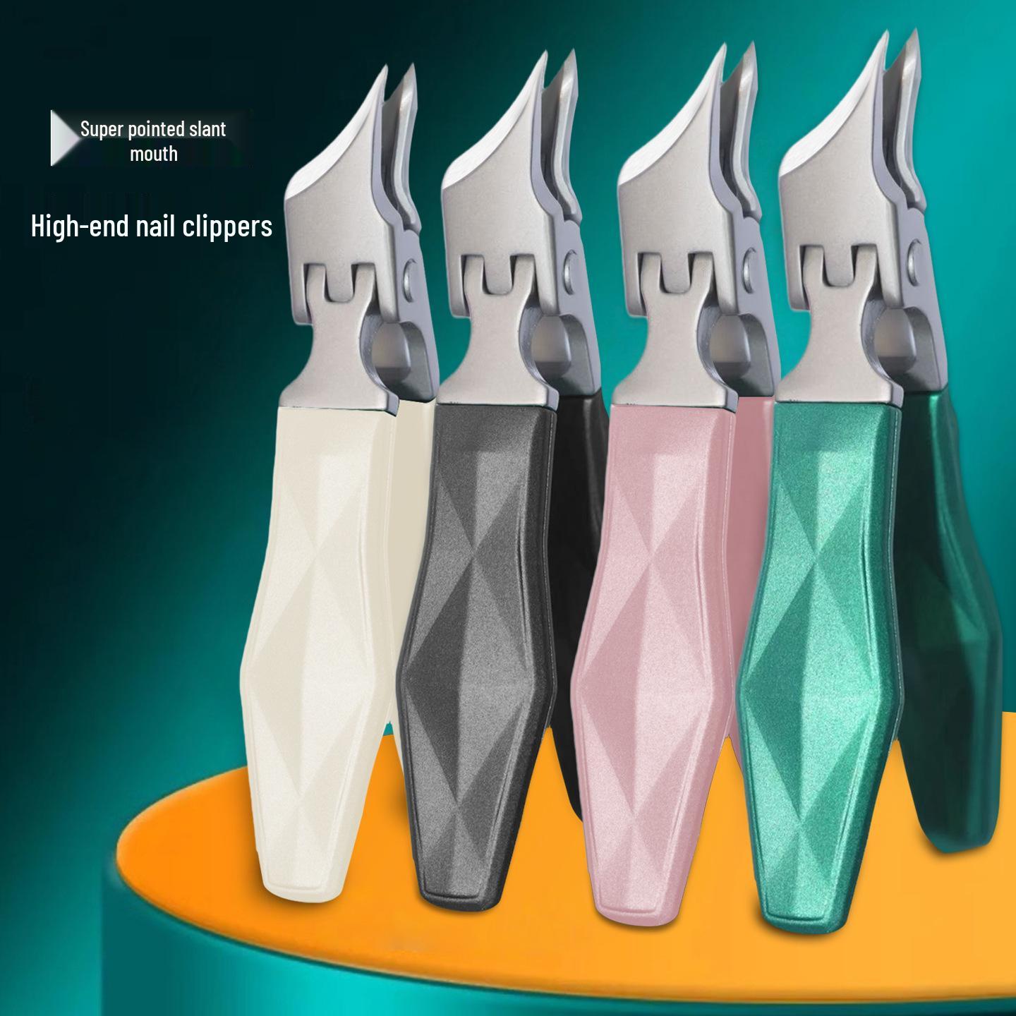 Paronychia Premium Toenail Clipper Set: Gray Anti-Splash Slant Pliers & Eagle Beak Pedicure Tools for Nail Art Premium Slant Nail Clipper [Black] Diamond Pattern