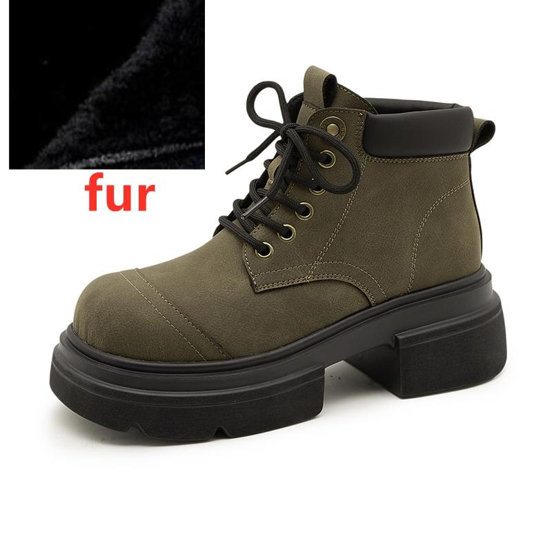 Women's Ankle Boots and Short Boots Thick-soled Lace-up Color-blocked Casual Women Shoe Autumn/winter Work Boots Female