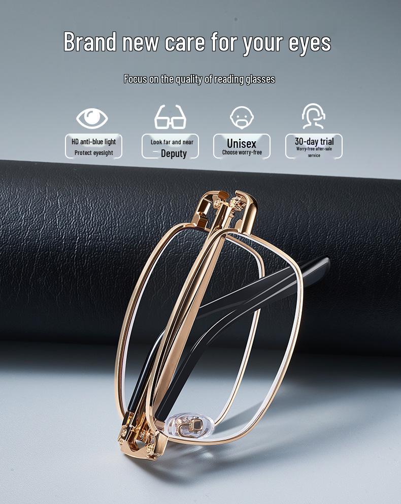 Anti-Blue Light Photochromic Folding Reading Glasses with Smart Zoom for Near, Mid, and Far Distances