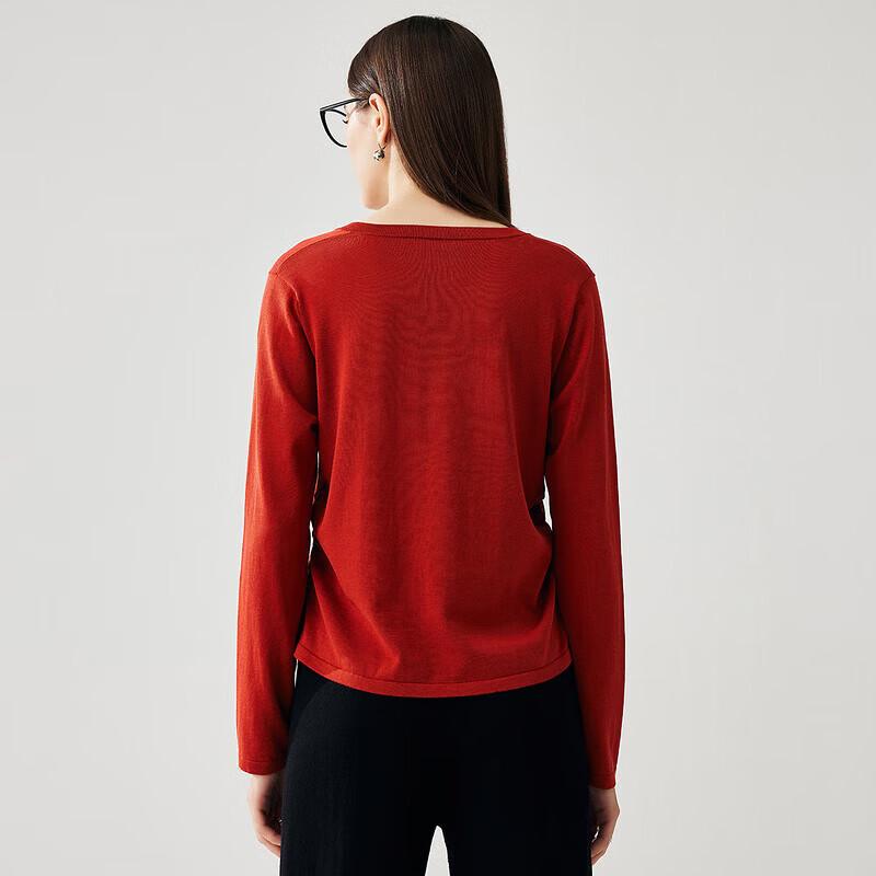 Zhaojun Damen Faux Zweiteiler Seidenstrick Langarm T-Shirt