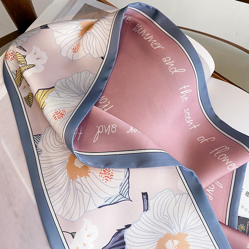 New Luxury Narrow Short Woman's Twill Silk Scarf For Cloth Hair Strip Silk Ribbon Small Neck Scarves Bag Handle Scarf Ladies Tie