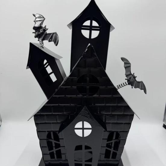 Yousheng Halloween Spukhaus Kerzenhalter Hohl Eisen Teelichthalter Kerzenständer Kerzenleuchter Tischdekoration Zuhause Büro Schreibtisch Dekoration