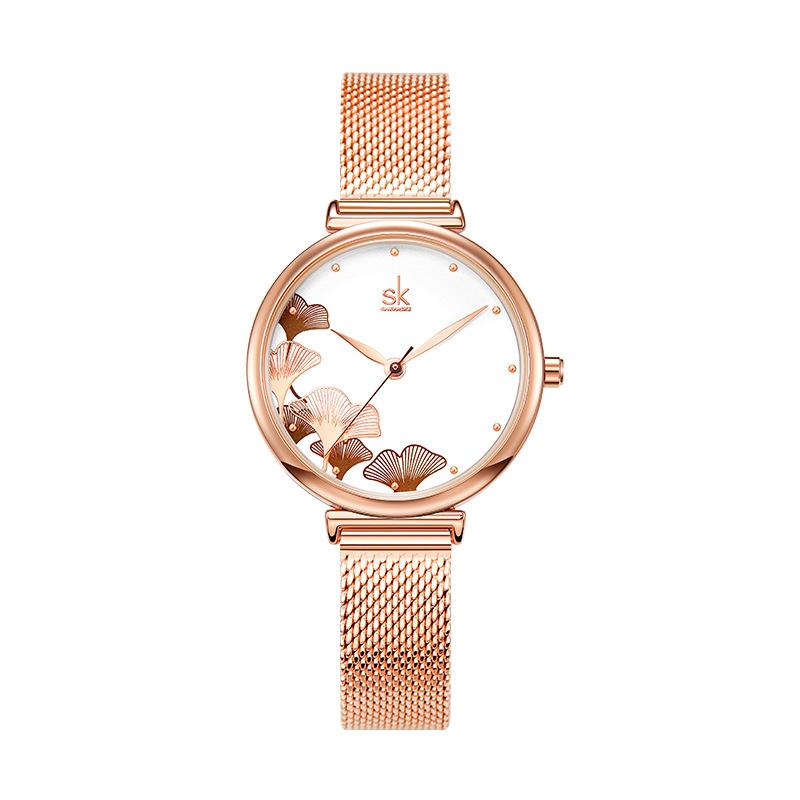 

Women S Watch Women S Ginkgo Biloba Pattern Steel Mesh Strap Famous Watch Waterproof Watch High Value Quartz Watch 0139