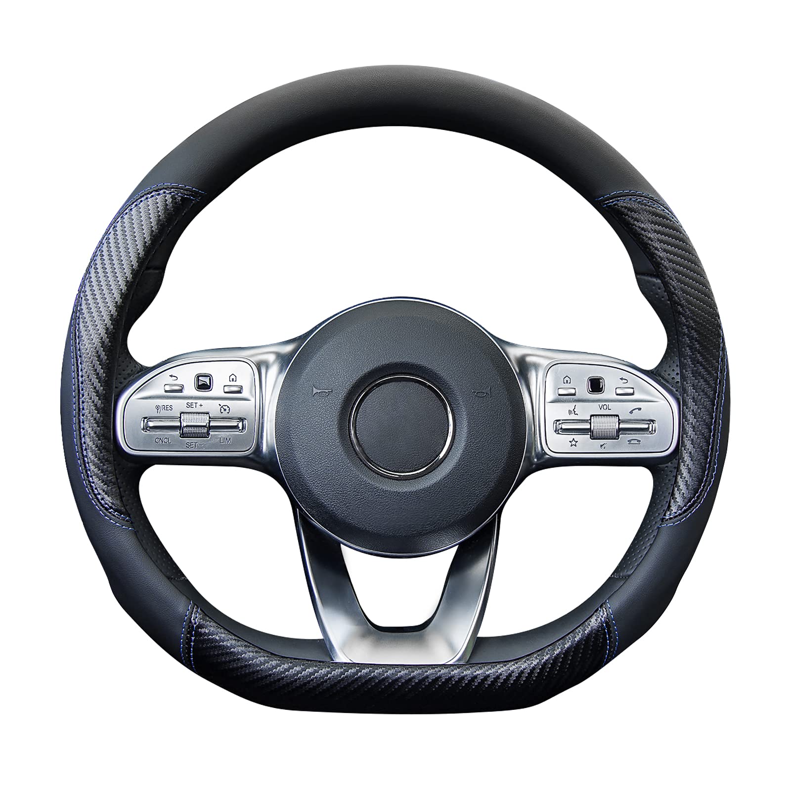 

ZATOOTO Steering Wheel Cover for Kei Small Comfortable Carbon 3D Comfortable to the Car Interior Cars, Size, D-Shaped, Grip, Non-Slip, Fiber, Stylish, синій