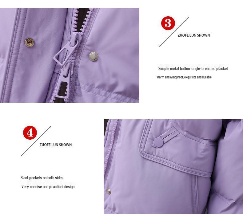 Women's 2025 Mid-Length White Duck Down Jacket - Trendy, Slimming, Thick Winter Coat with Auspicious Cloud Design