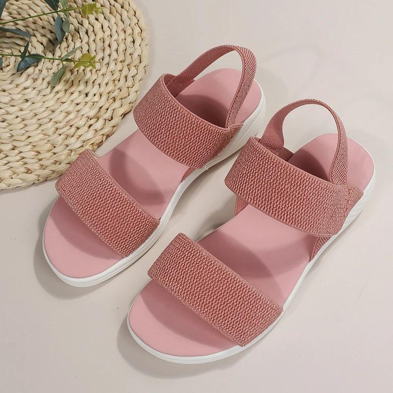 

Сандалии женские летние туфли на платформе женские сетчатые повседневные туфли на плоской подошве больших размеров женская обувь роскошные дизайнерские сандалии для отдыха на природе пляжные сандалии 43 розовый