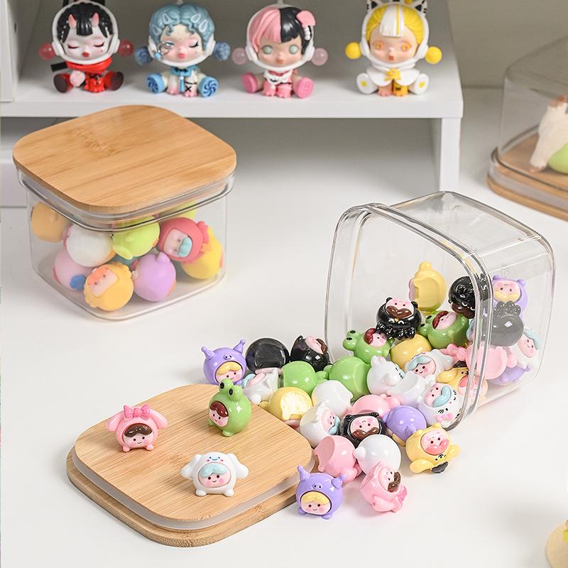 Transparente Labubu Displaybox Staub Bambus und Holz Hochtransparent Tide Play Moe Maserung Bubble Mart Handpuppenbox Mini Aufbewahrungsbox