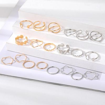 New Simple Details Carved Ring Opening Charm Luxury Temperament Women's Ring Set Korean Ring New Girl Party Versatile Ring Elegant Ring